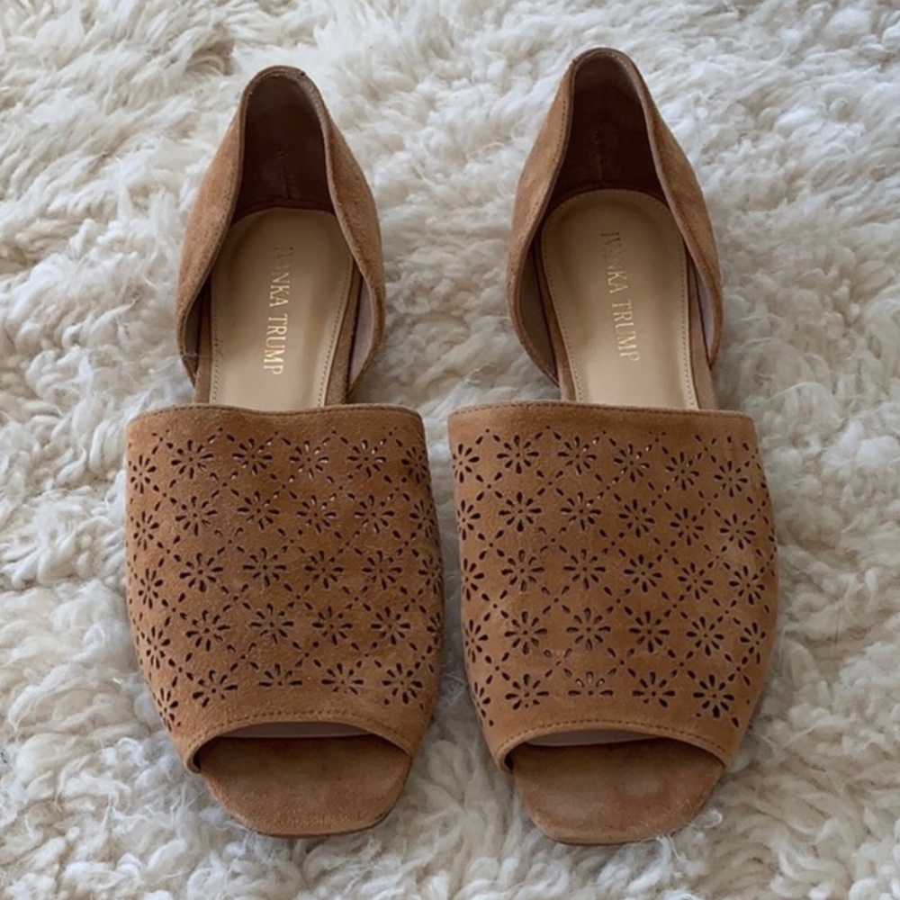 Ivanka Trump suede open toe shoes